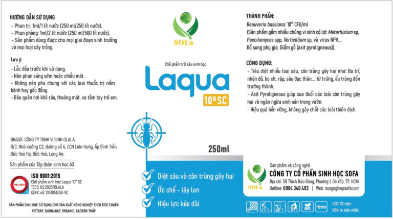 Chế Phẩm Trừ Sâu Sinh Học Laqua - Tiêu Diệt Nhiều Loại Sâu Và Côn Trùng Gây Hại - Ảnh 4